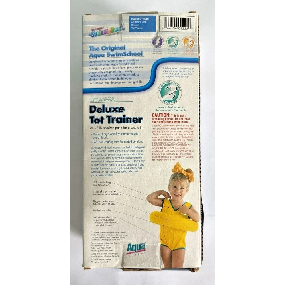 Vintage Aqua Leisure Original Swim School Deluxe Tot Trainer Level 2 Blue NEW